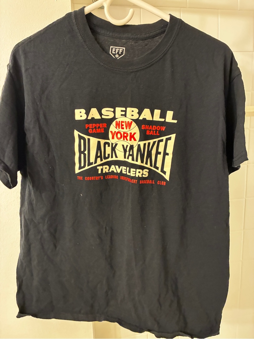 Ebbets Field Flannels Black Graphic 'Black Yankee Travelers' Tee